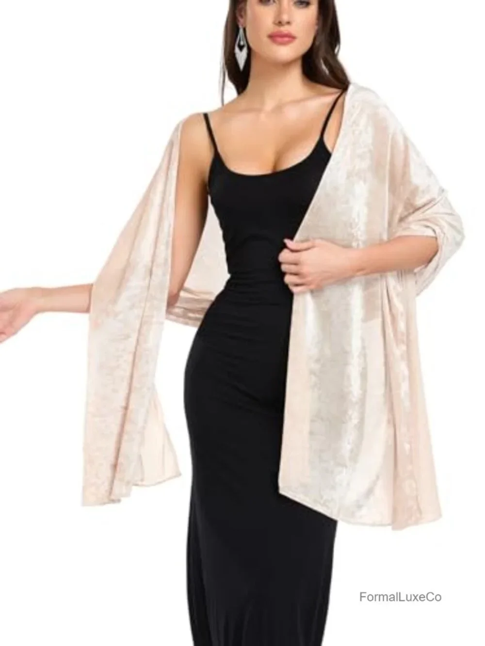 Knit Velvet Mesh Shawl Wrap for Wedding Evening Dress Bridal Scarf